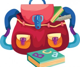 Funny School bag design elements vector 04