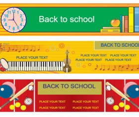 Set of School elements banners vector 01