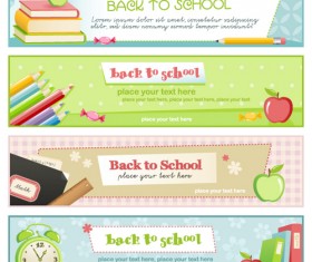 Set of School elements banners vector 02