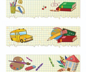 Set of School elements banners vector 03