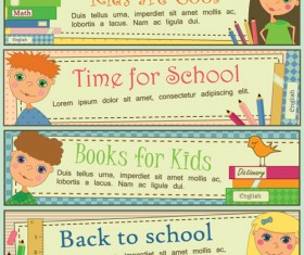 Set of School elements banners vector 04