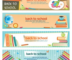 Set of School elements banners vector 05