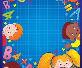 Set of Cute School children design vector material 04