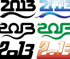 Set of 2013 year of snake design vector 09