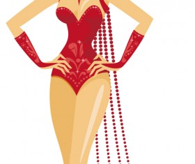 Set of Show Girl design elements vector 04