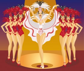 Set of Show Girl design elements vector 05