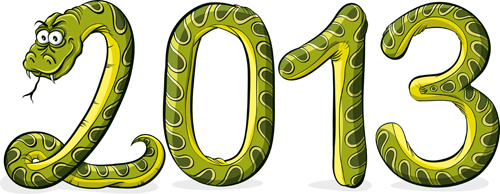 Set of 2013 year of snake design vector 07