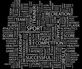 Sport elements text mix vector