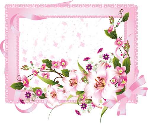 Vector of Spring Fresh Flower Frame set 03 free download