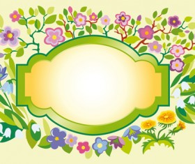 Vector of Spring Fresh Flower Frame set 07