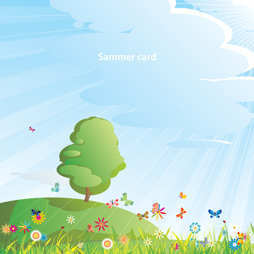 Elements of Summer glade vector background 05