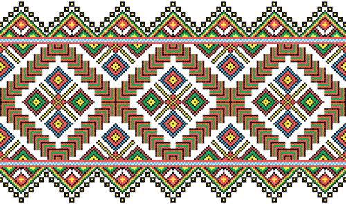 Ukraine Style Fabric ornaments vector graphics 14
