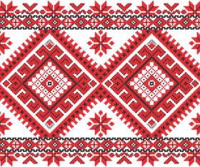 Ukraine Style Fabric ornaments vector graphics 15