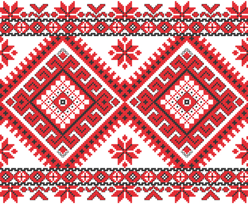 Ukraine Style Fabric ornaments vector graphics 15