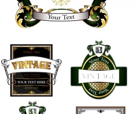 Various Vintage Green Labels vector Set