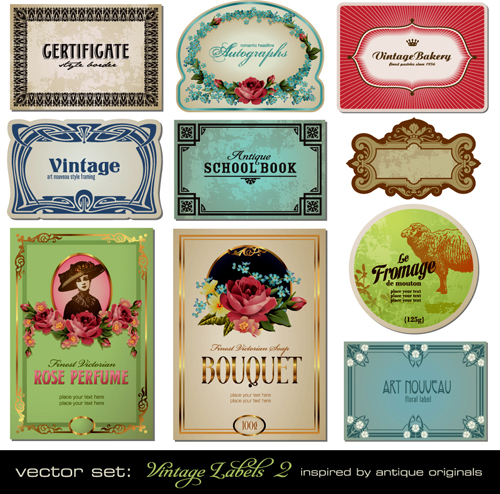 Vector set of Creative Vintage Labels 03