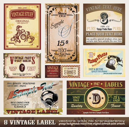Vector set of Creative Vintage Labels 04