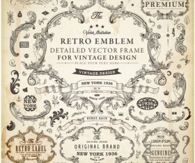 Vintage design elements frames and Ornaments vector 01