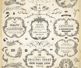 Vintage design elements frames and Ornaments vector 02