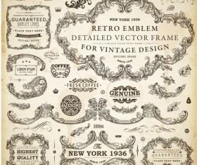 Vintage design elements frames and Ornaments vector 03