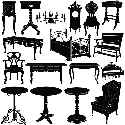 Different Vintage furniture design vector set 05