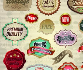 Vintage premium quality labels and stickers vector 01