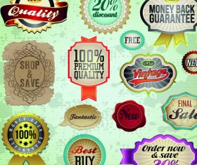 Vintage premium quality labels and stickers vector 02