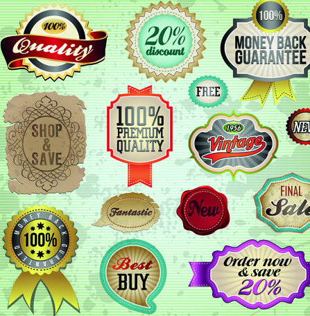 Vintage premium quality labels and stickers vector 02