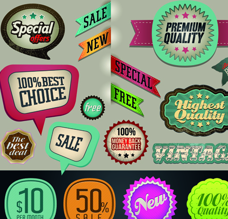 Vintage premium quality labels and stickers vector 03