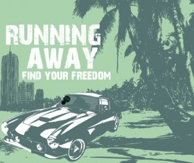 Vintage Car elements T-shirt Design vector 01