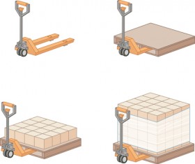 Warehouse with Worker elements vector graphic 04