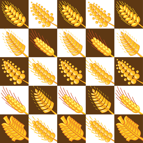 Set of Wheat patterns mix vector 03
