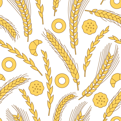 Set of Wheat patterns mix vector 05