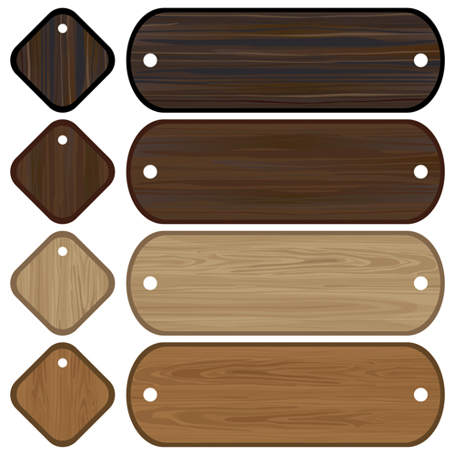 Set of Wooden labels vector graphic 01