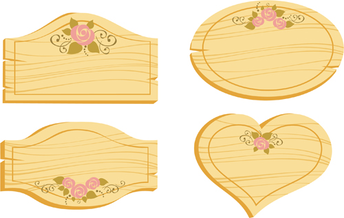 Set of Wooden labels vector graphic 05