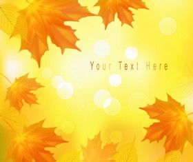 Yellow Autumn Leaves vector backgrounds set 02
