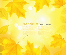 Yellow Autumn Leaves vector backgrounds set 04