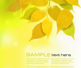 Yellow Autumn Leaves vector backgrounds set 05