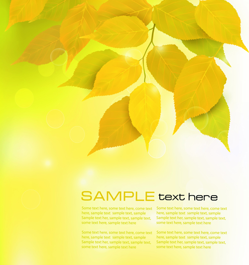 Yellow Autumn Leaves vector backgrounds set 05