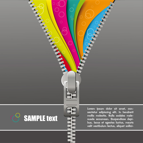 Color Zipper vector backgrounds set 05