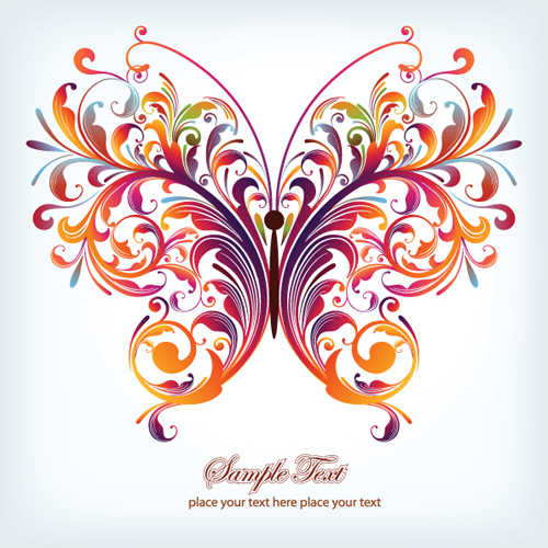 Colorful Abstract butterfly elements vector 03