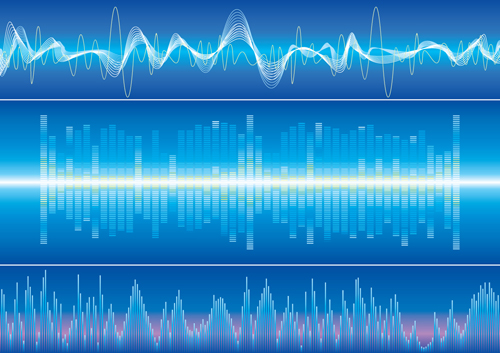 Various Audio wave light vector backgrounds set 03