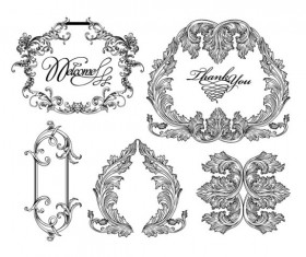 Fine Ornaments lace and Borders vector graphic 06
