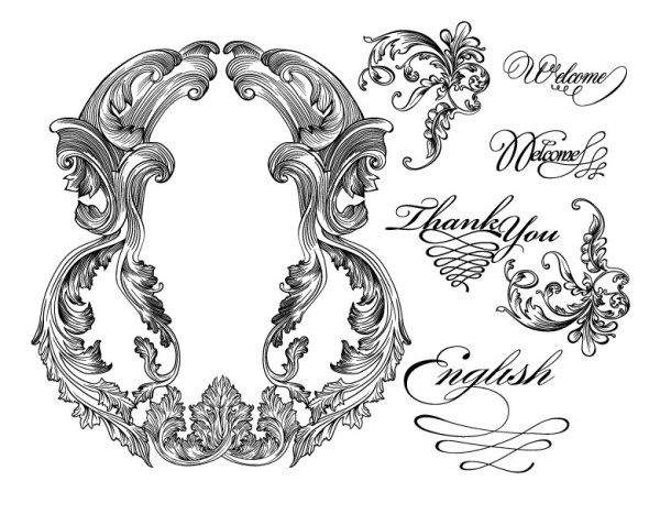 Fine Ornaments lace and Borders vector graphic 07