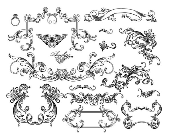 Fine Ornaments lace and Borders vector graphic 08