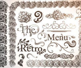 Retro Decorative Ornaments Frames and Borders vector 02