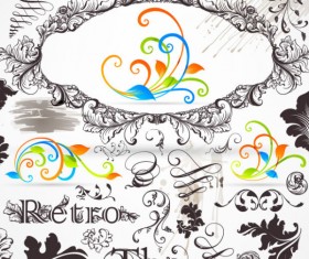 Retro Decorative Ornaments Frames and Borders vector 03