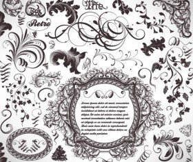 Retro Decorative Ornaments Frames and Borders vector 04