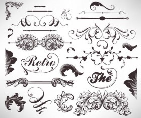 Retro Decorative Ornaments Frames and Borders vector 05