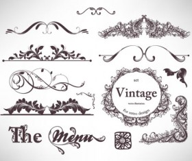 Retro Decorative Ornaments Frames and Borders vector 06